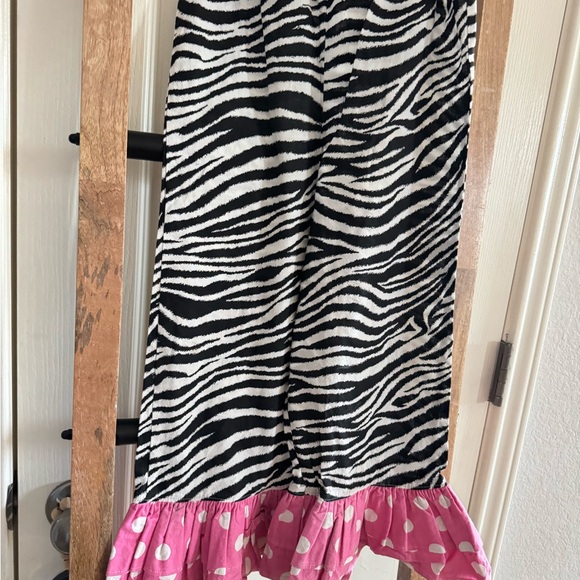 Zebra Print Skirt with Pink Polka Dot Hem - Picture 1 of 2